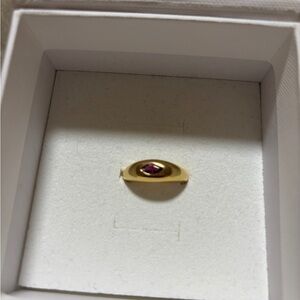 Mejuri Gold Ring with Deep pink Stone size 7💓